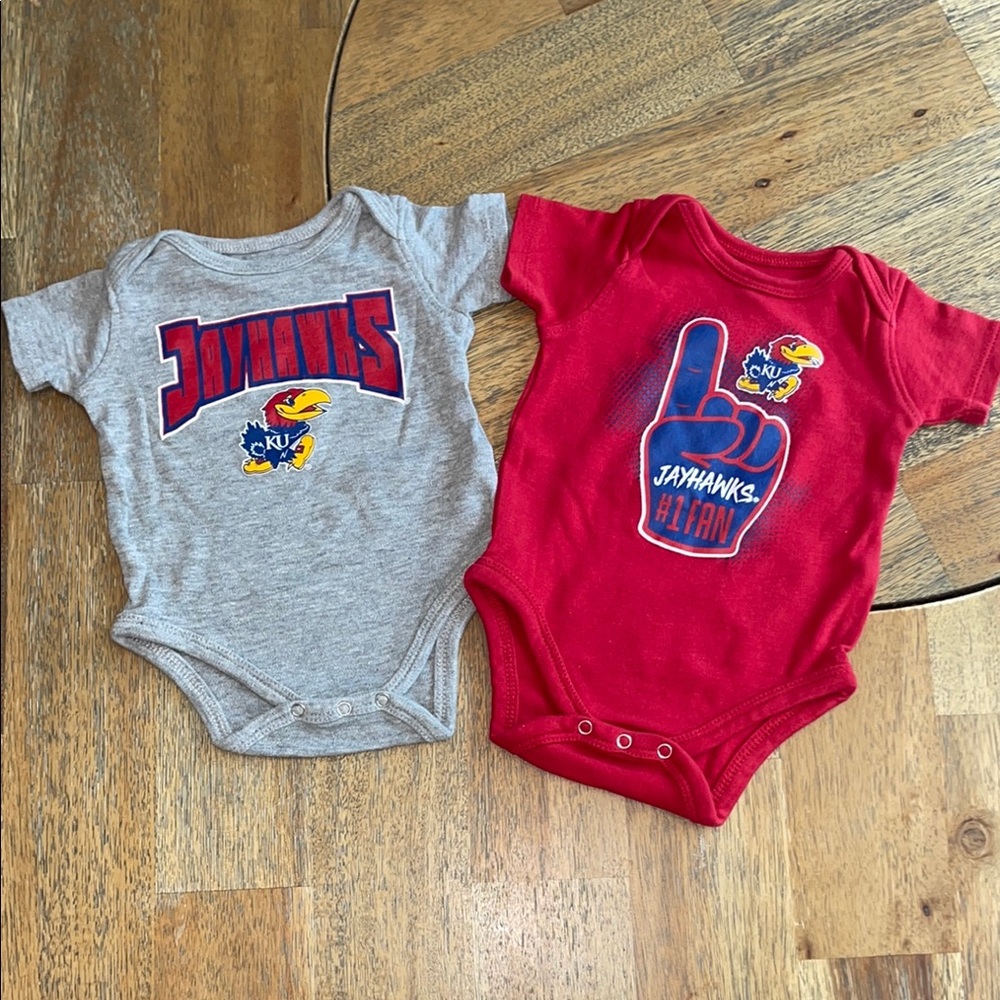 KU Jayhawks Baby Onesies Set - Gray and Red